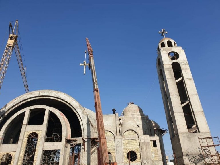 Cross mounted over dome of first Coptic Orthodox church in Baghdad 