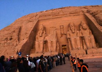 Sunrise lights up Pharaoh’s face at Abu Simbel